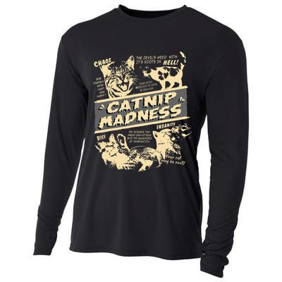Vintage Catnip Madness Cute Kitten Funny Cat Men Women Cooling Performance Long Sleeve Crew