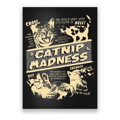 Vintage Catnip Madness Cute Kitten Funny Cat Men Women Poster