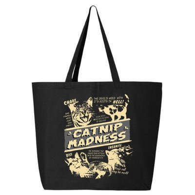 Vintage Catnip Madness Cute Kitten Funny Cat Men Women 25L Jumbo Tote