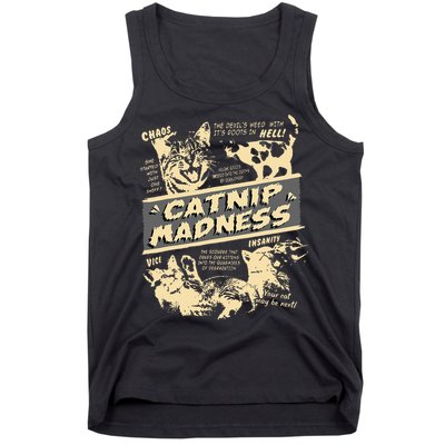 Vintage Catnip Madness Cute Kitten Funny Cat Men Women Tank Top