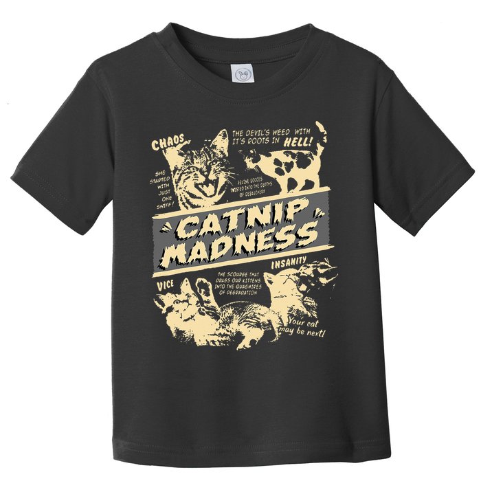 Vintage Catnip Madness Cute Kitten Funny Cat Men Women Toddler T-Shirt