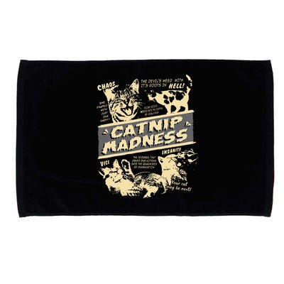 Vintage Catnip Madness Cute Kitten Funny Cat Men Women Microfiber Hand Towel