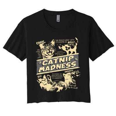 Vintage Catnip Madness Cute Kitten Funny Cat Men Women Crop Top