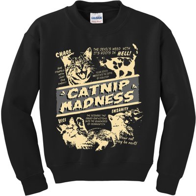 Vintage Catnip Madness Cute Kitten Funny Cat Men Women Kids Sweatshirt