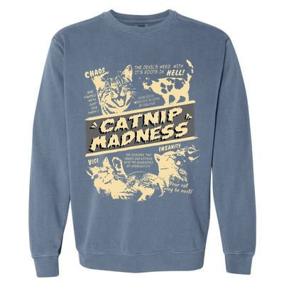 Vintage Catnip Madness Cute Kitten Funny Cat Men Women Garment-Dyed Sweatshirt