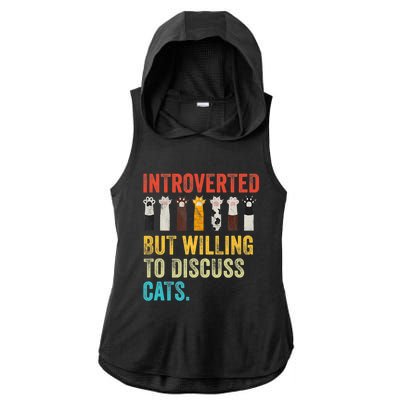 Vintage Cat Meow Introverted But Willing To Discuss Cats Ladies PosiCharge Tri-Blend Wicking Draft Hoodie Tank