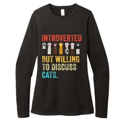 Vintage Cat Meow Introverted But Willing To Discuss Cats Womens CVC Long Sleeve Shirt