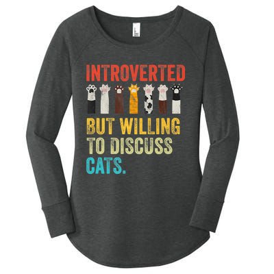 Vintage Cat Meow Introverted But Willing To Discuss Cats Women's Perfect Tri Tunic Long Sleeve Shirt