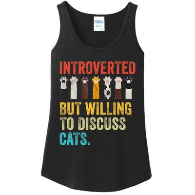 Vintage Cat Meow Introverted But Willing To Discuss Cats Ladies Essential Tank