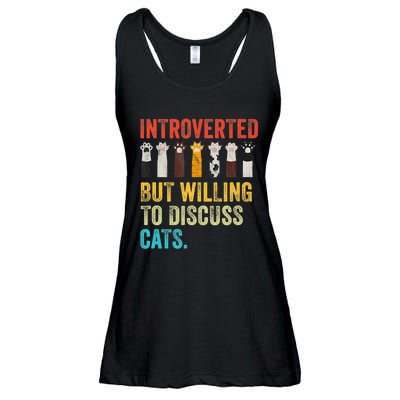 Vintage Cat Meow Introverted But Willing To Discuss Cats Ladies Essential Flowy Tank