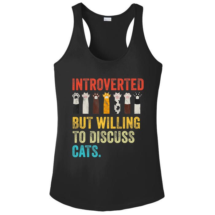 Vintage Cat Meow Introverted But Willing To Discuss Cats Ladies PosiCharge Competitor Racerback Tank