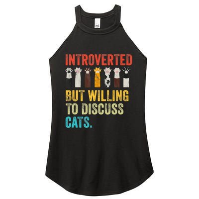 Vintage Cat Meow Introverted But Willing To Discuss Cats Women's Perfect Tri Rocker Tank