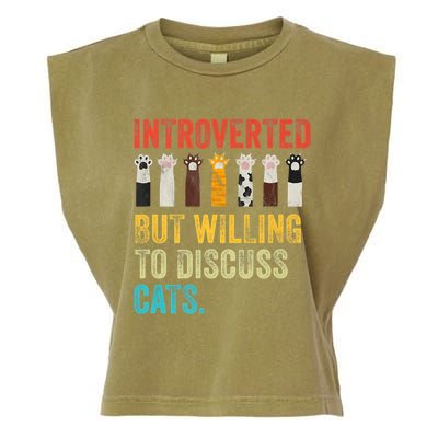 Vintage Cat Meow Introverted But Willing To Discuss Cats Garment-Dyed Women's Muscle Tee