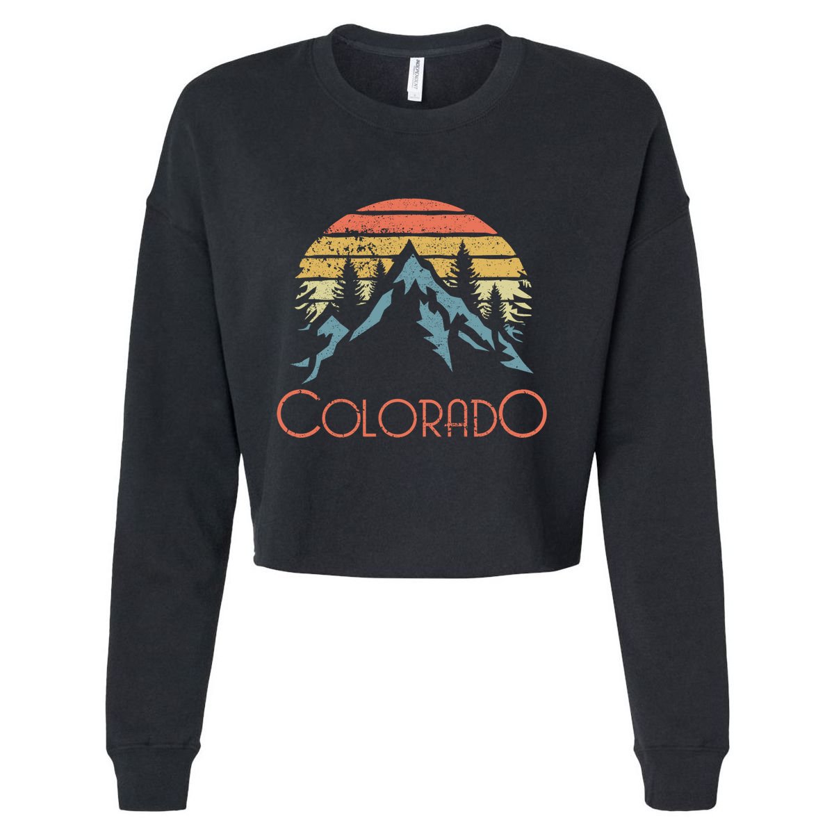Vintage Colorado Mountains Outdoor Adventure Gift Cropped Pullover Crew