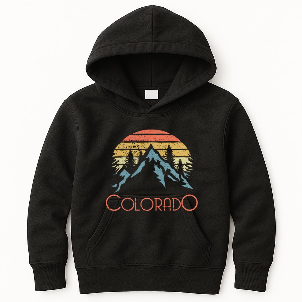 Vintage Colorado Mountains Outdoor Adventure Gift Kids Hoodie