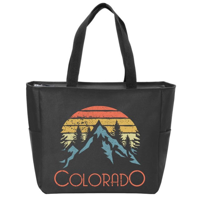 Vintage Colorado Mountains Outdoor Adventure Gift Zip Tote Bag