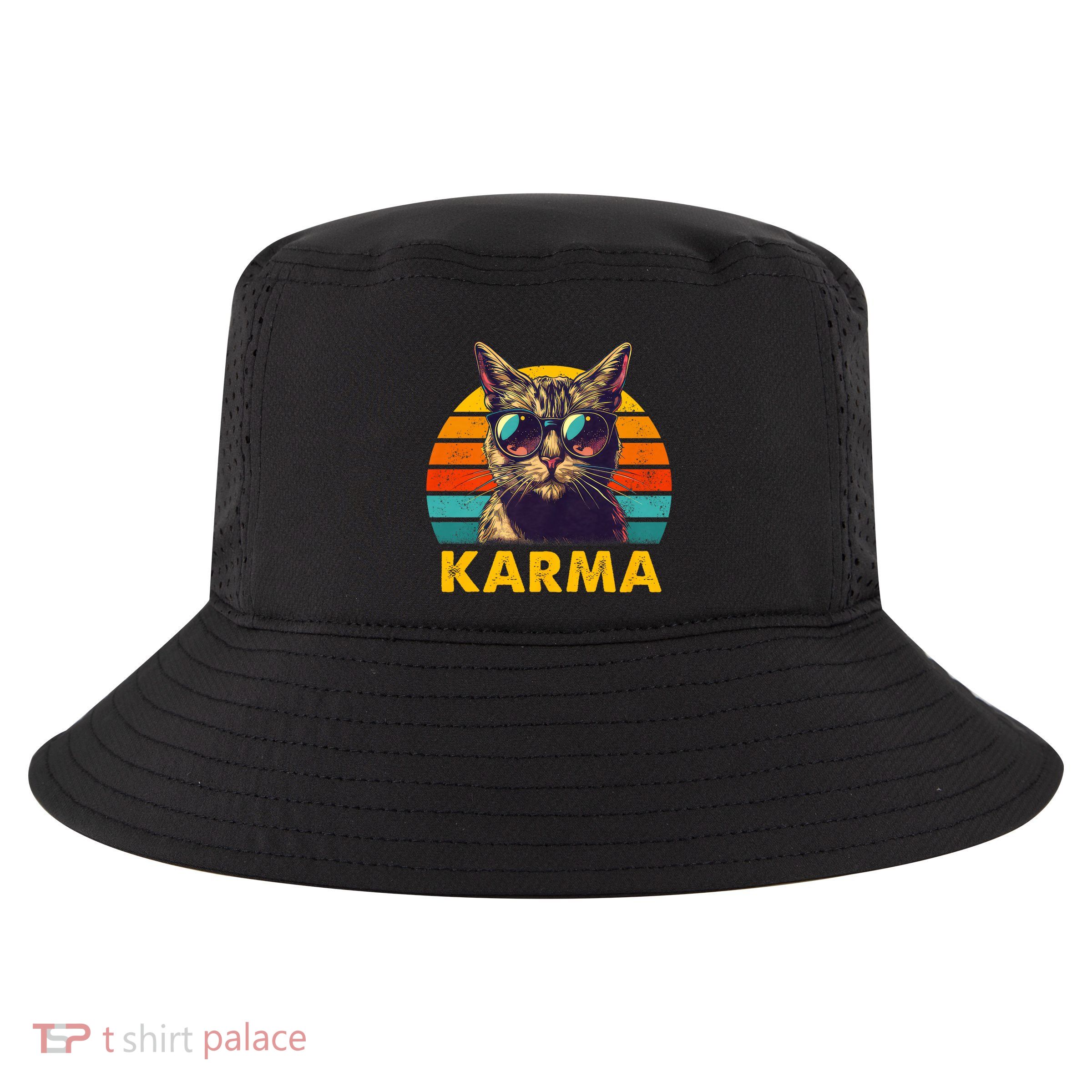 Vintage Cat Music Gifts For Teens Karma Cool Comfort Performance Bucket Hat
