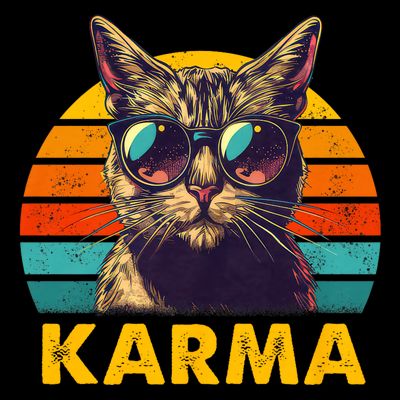 Vintage Cat Music Gifts For Teens Karma T-Shirt