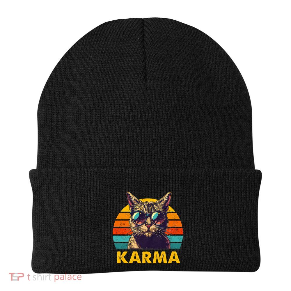 Vintage Cat Music Gifts For Teens Karma Beanie