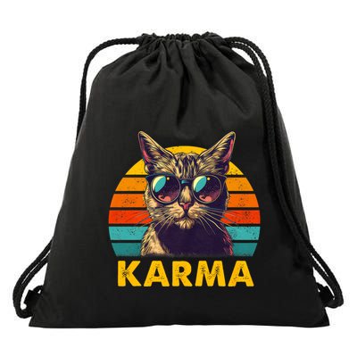 Vintage Cat Music Gifts For Teens Karma Drawstring Bag