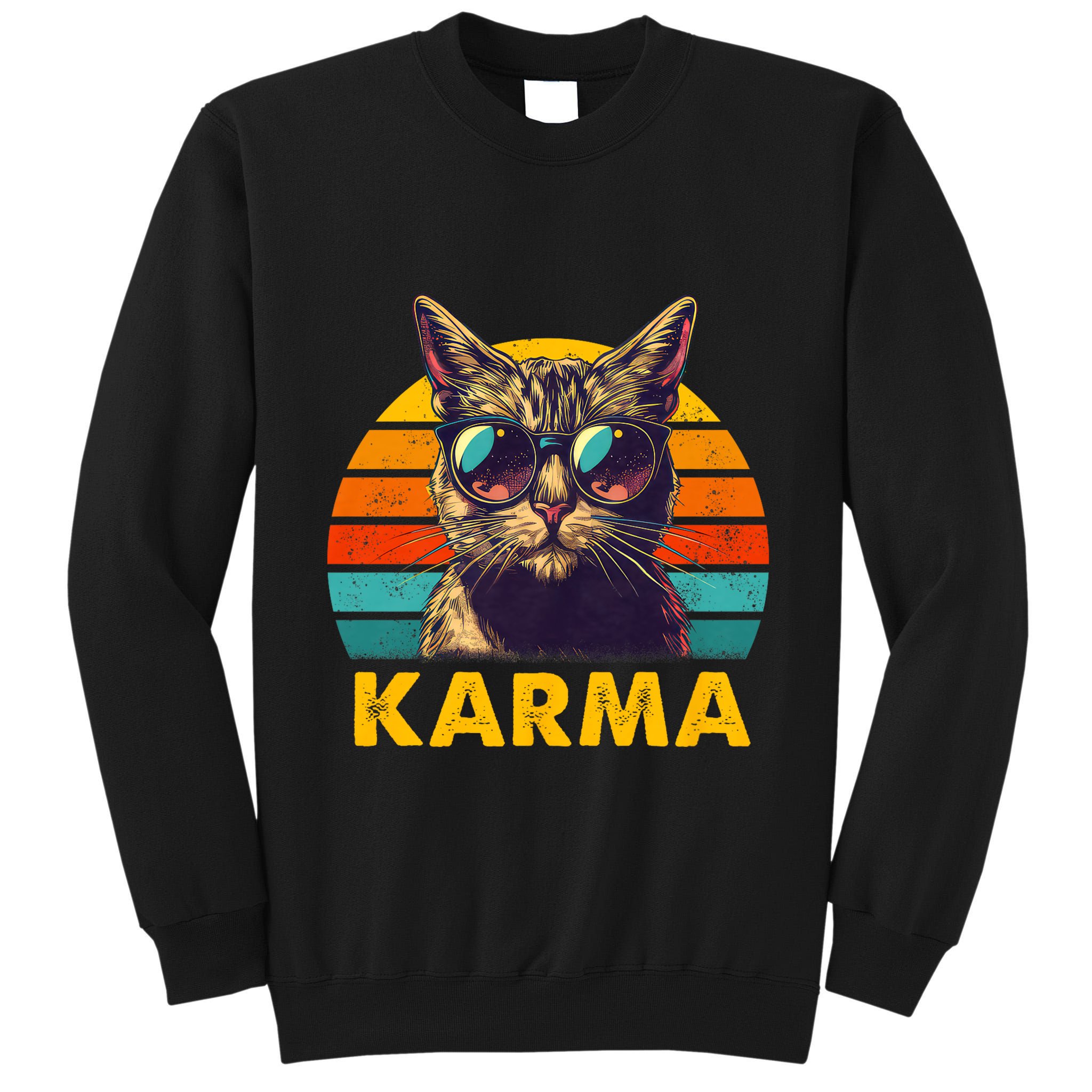 Vintage Cat Music Gifts For Teens Karma Tall Sweatshirt