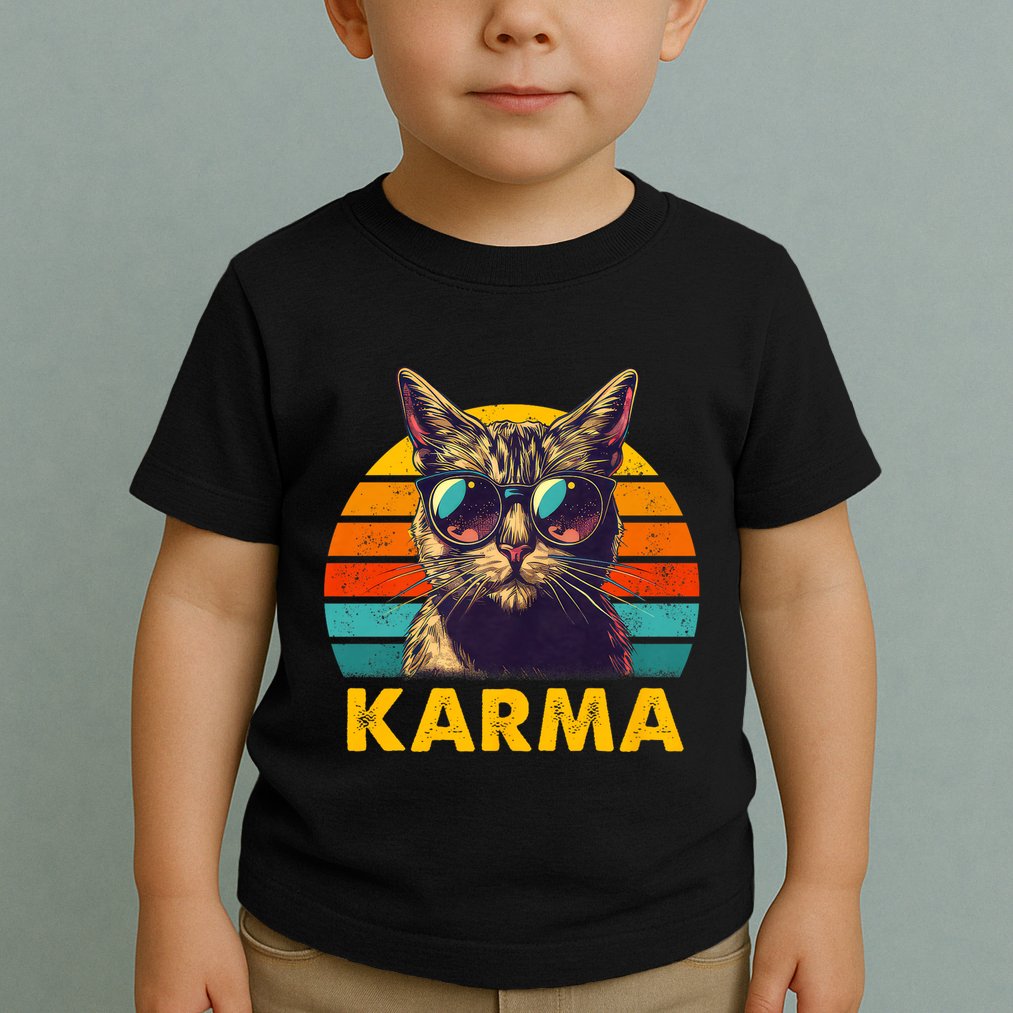 Vintage Cat Music Gifts For Teens Karma Toddler T-Shirt
