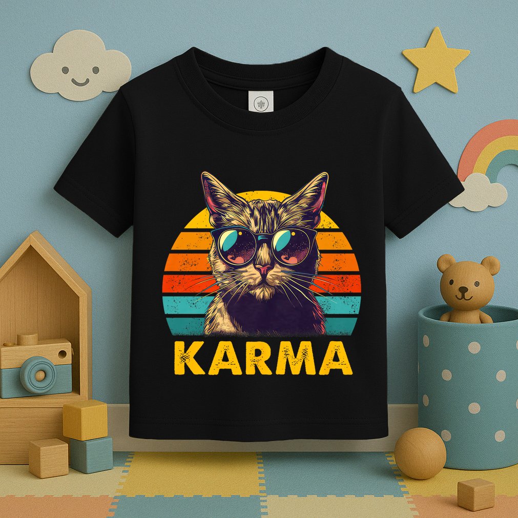 Vintage Cat Music Gifts For Teens Karma Toddler T-Shirt
