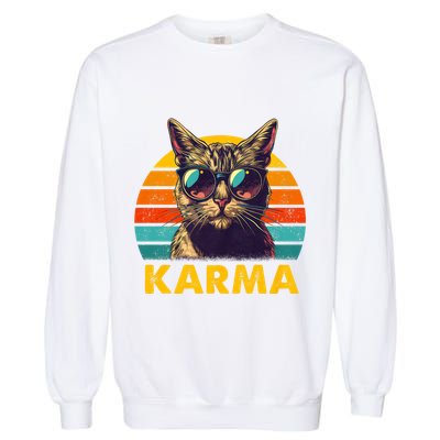 Vintage Cat Music Gifts For Teens Karma Garment-Dyed Sweatshirt
