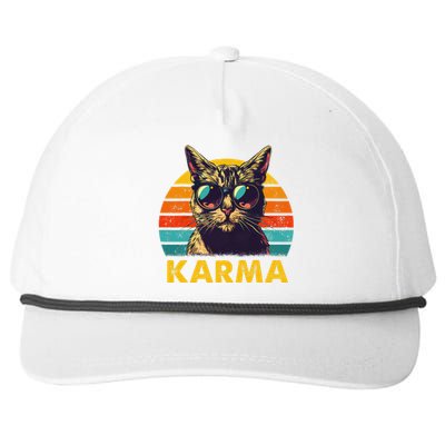 Vintage Cat Music Gifts Karma Snapback Five-Panel Rope Hat