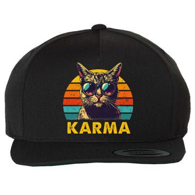 Vintage Cat Music Gifts Karma Wool Snapback Cap