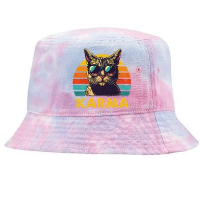 Vintage Cat Music Gifts Karma Tie-Dyed Bucket Hat