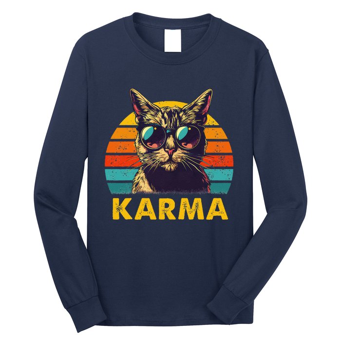 Vintage Cat Music Gifts Karma Long Sleeve Shirt