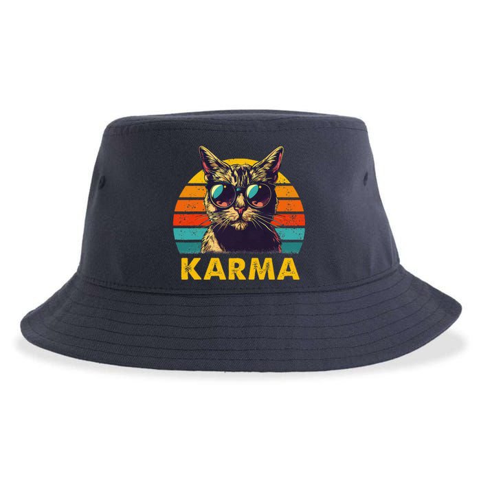 Vintage Cat Music Gifts Karma Sustainable Bucket Hat