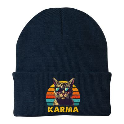 Vintage Cat Music Gifts Karma Knit Cap Winter Beanie