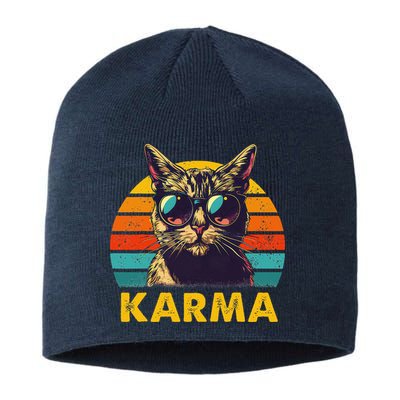 Vintage Cat Music Gifts Karma Sustainable Beanie