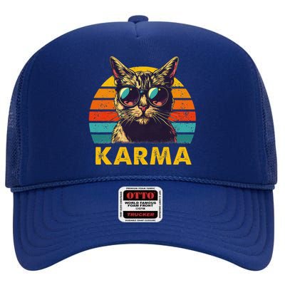 Vintage Cat Music Gifts Karma High Crown Mesh Back Trucker Hat