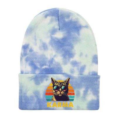 Vintage Cat Music Gifts Karma Tie Dye 12in Knit Beanie