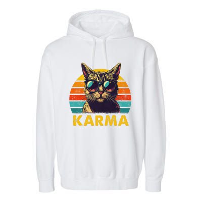 Vintage Cat Music Gifts Karma Garment-Dyed Fleece Hoodie