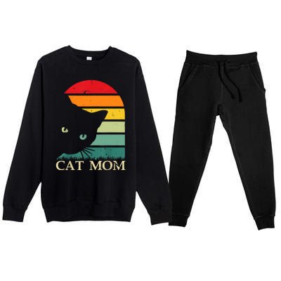 Vintage Cat Mom For WomenFunny Cat Mom Mother Premium Crewneck Sweatsuit Set