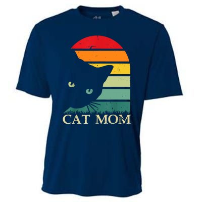 Vintage Cat Mom For WomenFunny Cat Mom Mother Cooling Performance Crew T-Shirt