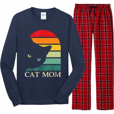 Vintage Cat Mom For WomenFunny Cat Mom Mother Long Sleeve Pajama Set