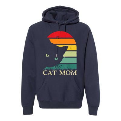 Vintage Cat Mom For WomenFunny Cat Mom Mother Premium Hoodie