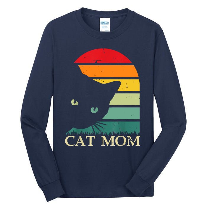 Vintage Cat Mom For WomenFunny Cat Mom Mother Tall Long Sleeve T-Shirt