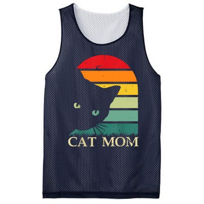 Vintage Cat Mom For WomenFunny Cat Mom Mother Mesh Reversible Basketball Jersey Tank