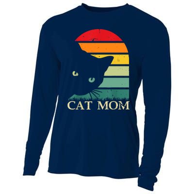 Vintage Cat Mom For WomenFunny Cat Mom Mother Cooling Performance Long Sleeve Crew