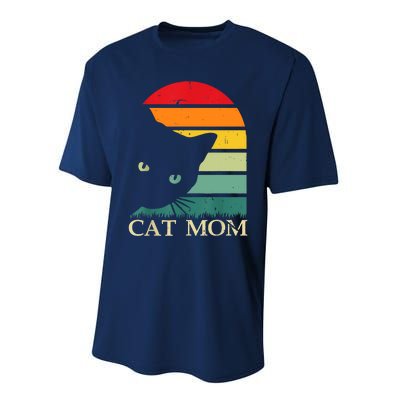 Vintage Cat Mom For WomenFunny Cat Mom Mother Performance Sprint T-Shirt