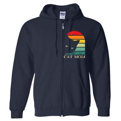 Vintage Cat Mom For WomenFunny Cat Mom Mother Full Zip Hoodie