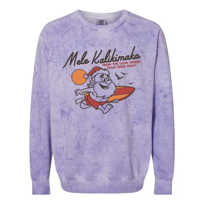 Vintage Cute Mele Kalikimaka Christmas Santa Surfing Costume Colorblast Crewneck Sweatshirt