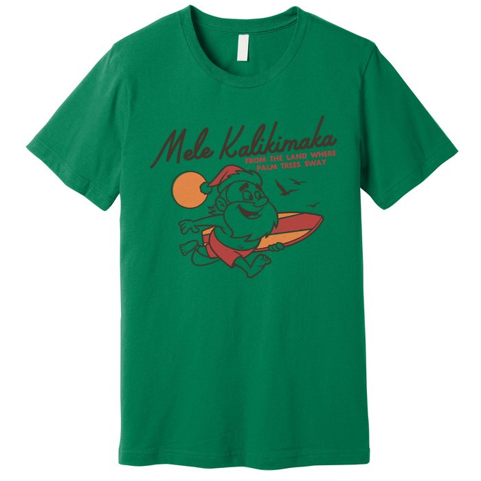 Vintage Cute Mele Kalikimaka Christmas Santa Surfing Costume Premium T-Shirt