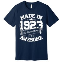 Vintage Crown Made In 1923 100 Years Of Being Awesome Premium T-Shirt